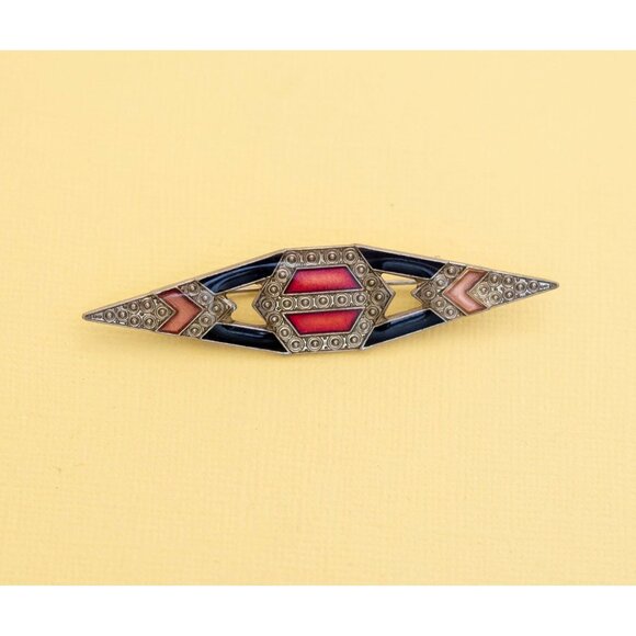 Vintage Geometric Sharp Diamond Shape Intricate Brooch i26 - Picture 1 of 3